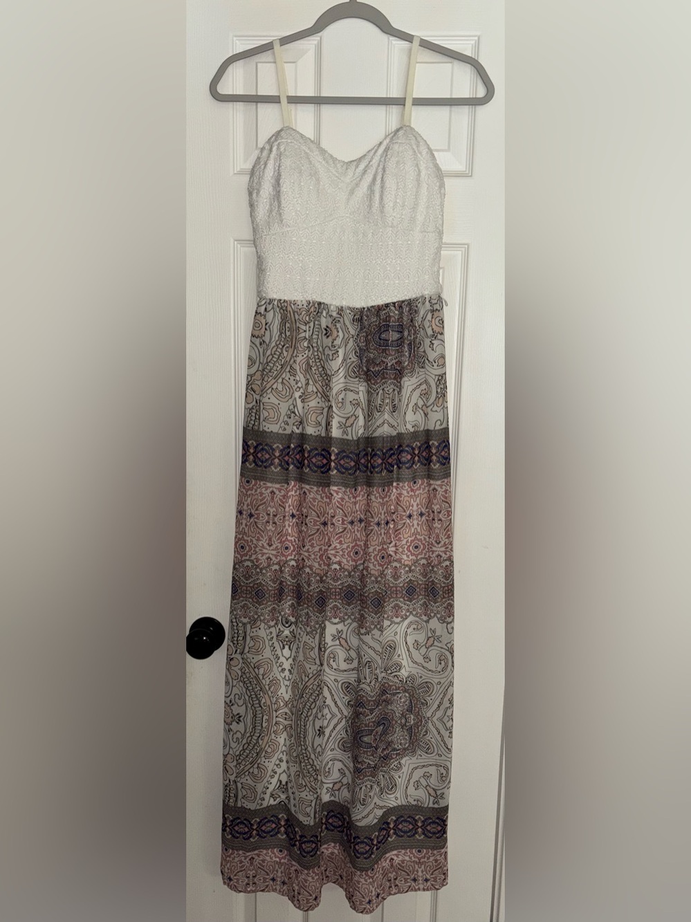 Lily Rose Boho Style Paisley Maxi Dress Women’s Size Large Sleeveless Padded